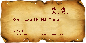 Kosztocsik Nándor névjegykártya